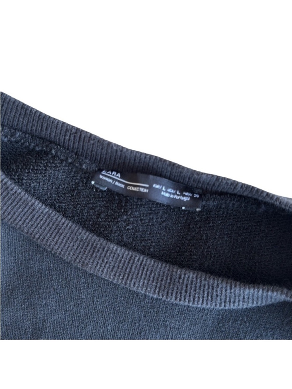 Zara Cropped Black Batwing Sleeve Sweatshirt Size Large - Picture 3 of 4
